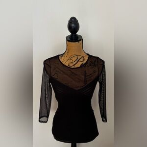 BCBGMaxAzria Black Sheer Top